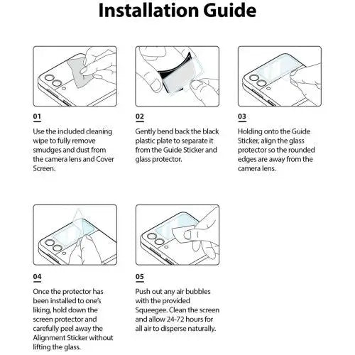 Ringke Galaxy Z Flip 3 0.33 mm Back cover Display Screen Protector Tempered Glass (3pcs) Transparent - Wireless In-Ear