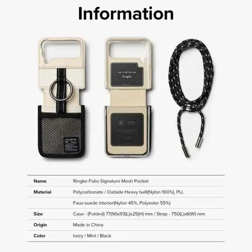 Ringke Galaxy Z Flip 4 Case Folio Signature Mesh Pocket Black - Wireless In-Ear Headphones