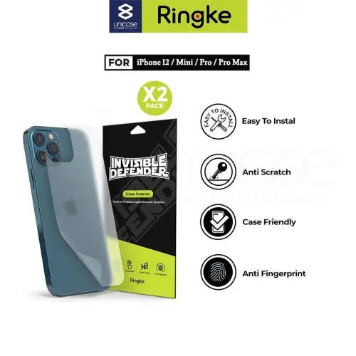 Ringke iPhone 12/12 Pro Back Cover Protector Invisible Defender (2pcs) Matte Clean - iPhone 12/12