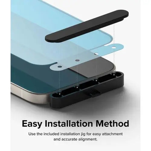 Ringke iPhone 15 Plus Screen Protector Premium Tempered Glass 9H with installation jig Transparent - iPhone 15