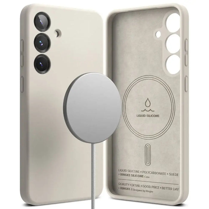 Ringke Silicone MagSafe Case for Samsung Galaxy S25+ - Beige - Cell phone cases and covers<<<HurtelXML