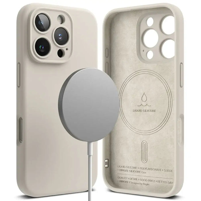 Ringke Silicone MagSafe iPhone 16 Pro Max Case - Beige - iPhone 16 Pro Max<<<Accessories<<<Основна<<<DunaXML&&&Cell