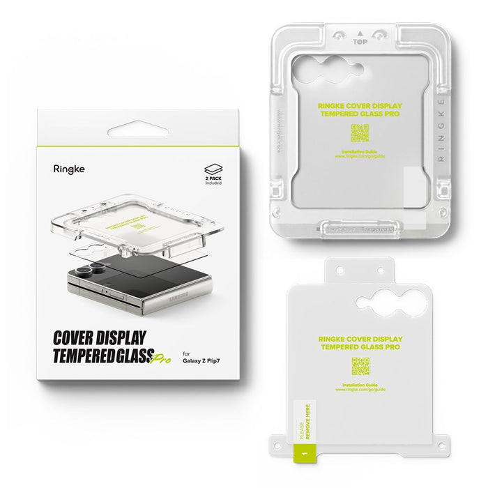 Ringke Cover Display Easy Slide Tempered Glass 2-pack for Samsung Galaxy Z Flip 7 - Transparent
