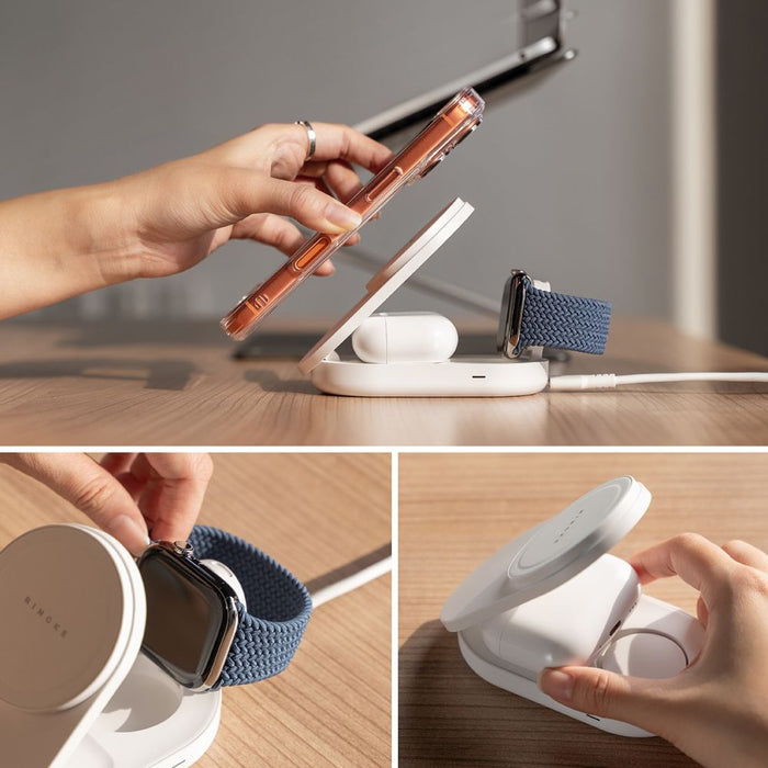 Ringke QI2.2 25W 3in1 Magnetic MagSafe Inductive Charger - White