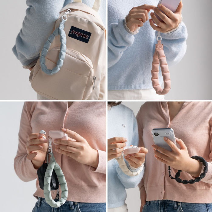 Ringke Holder &amp; Puffer Hand Strap Phone Lanyard - Black