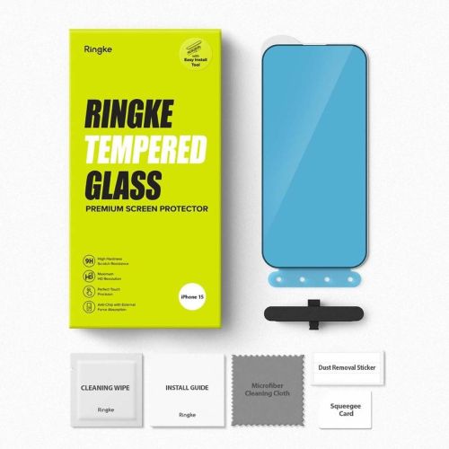 Ringke iPhone 15/ 16 Screen Protector Privacy Tempered Glass 9H with installation jig Transparent