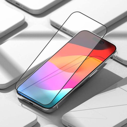 Ringke iPhone 15 Pro Screen Protector Premium Tempered Glass 9H with installation jig Transparent