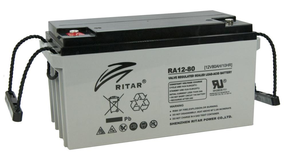 RITAR lead acid battery (RA12-80) AGM 12V 80 Ah 350/ 167/ 182 mm Terminal F11(M6) - Батерии за UPS и