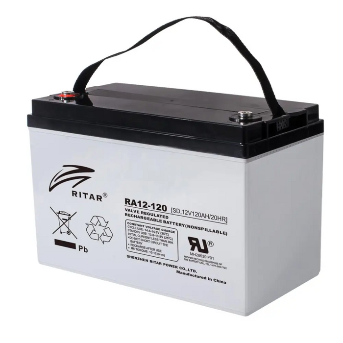 RITAR lead battery (RA12-120) AGM 12V 120 Ah 407/ 177/ 225 mm F12(M8) - Батерии за UPS и СОТ-аларми<<<Батерии и зарядни