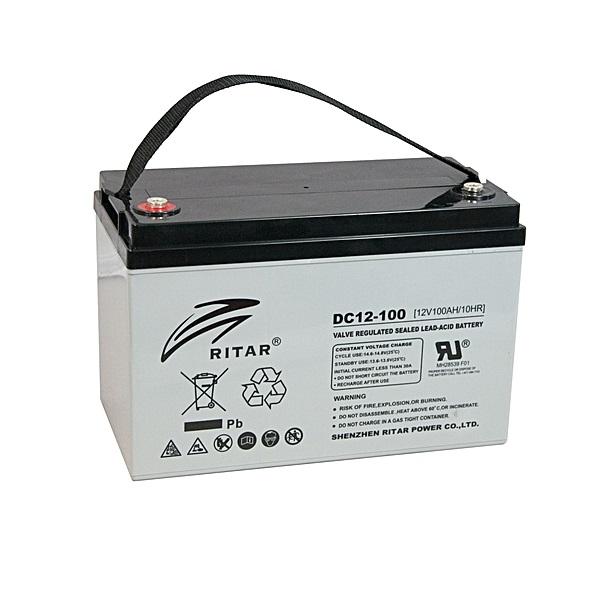 Lead acid AGM Deep cycle battery RITAR (DC12-100), 12V, 100Ah, F12/M8, For solar systems
