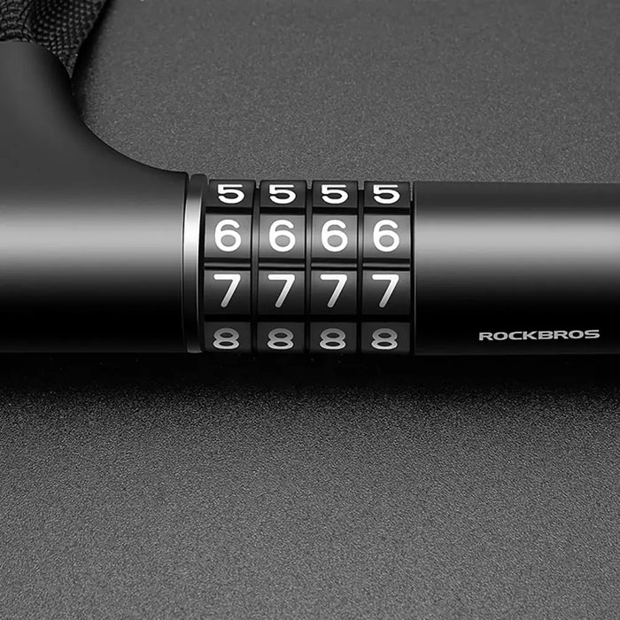 Rockbros 3230002001 bicycle lock with combination and key - black - Sport