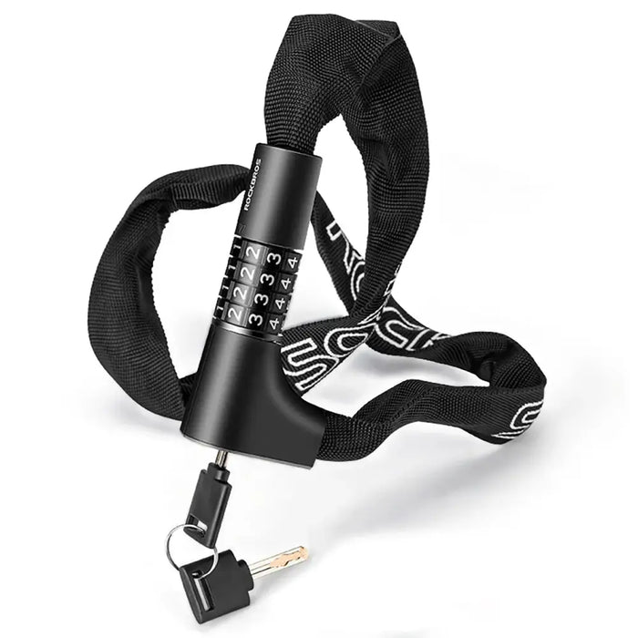 Rockbros 3230002001 bicycle lock with combination and key - black - Sport