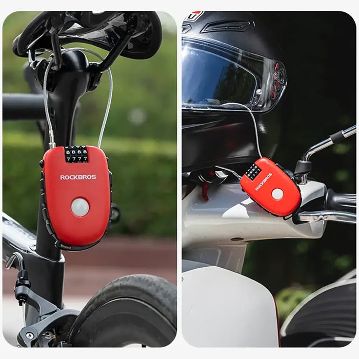 Rockbros 32420981001 bicycle lock with retractable cable - red - Sport products<<<HurtelXML