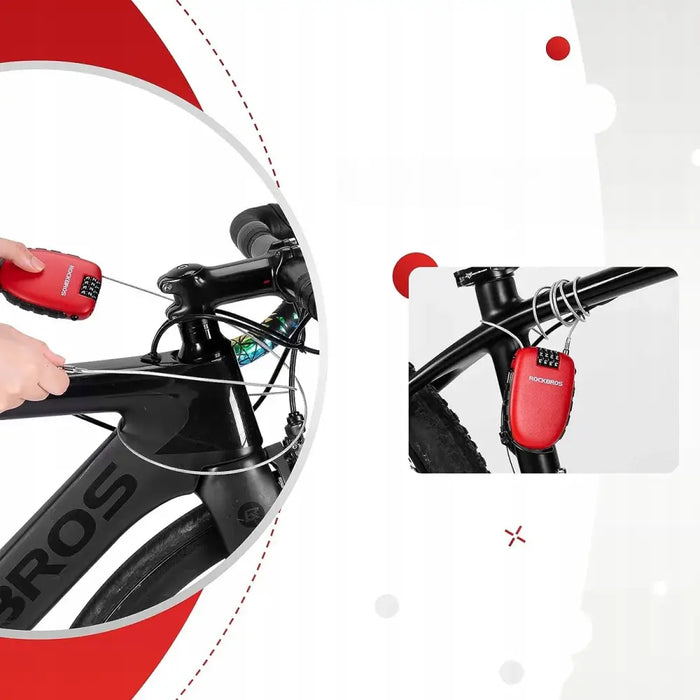 Rockbros 32420981001 bicycle lock with retractable cable - red - Sport products<<<HurtelXML