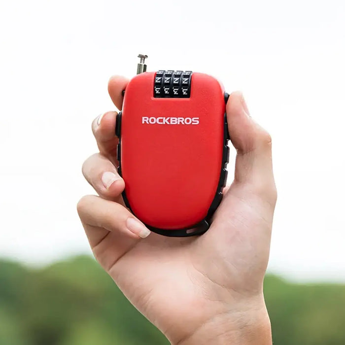 Rockbros 32420981001 bicycle lock with retractable cable - red - Sport products<<<HurtelXML