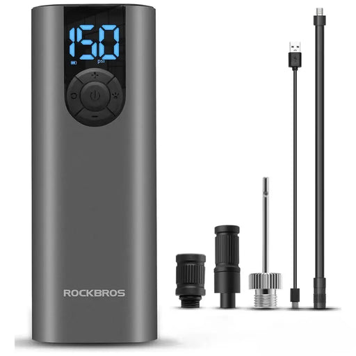 Rockbros 42720001001 Electric Bike Pump with LED Display + USB-C - USB-A Cable - Black - Sport products<<<HurtelXML