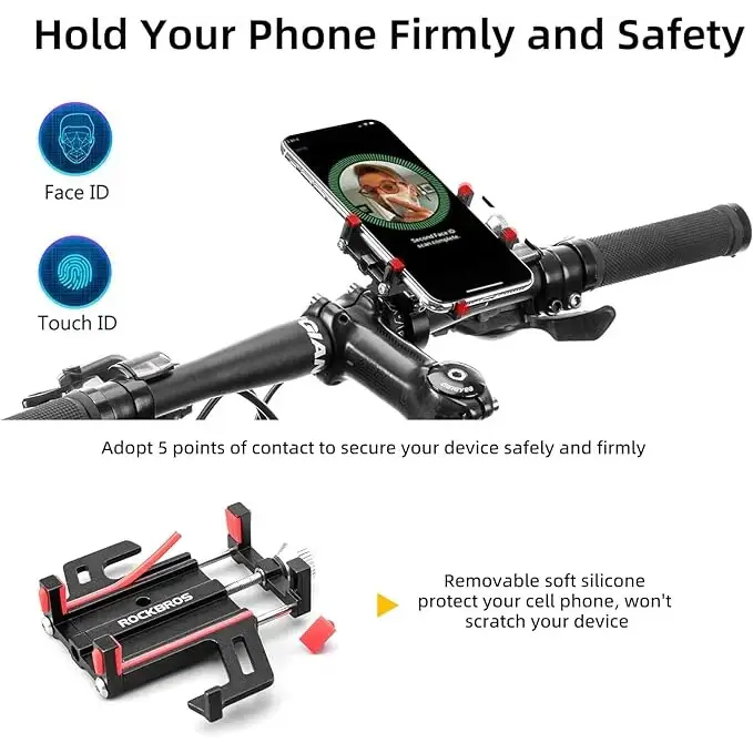 Rockbros 699-BK Aluminum Alloy Bicycle Phone Holder - Black - Sport products<<<HurtelXML&&&HandlesSIR-UCH<<<Bicycles