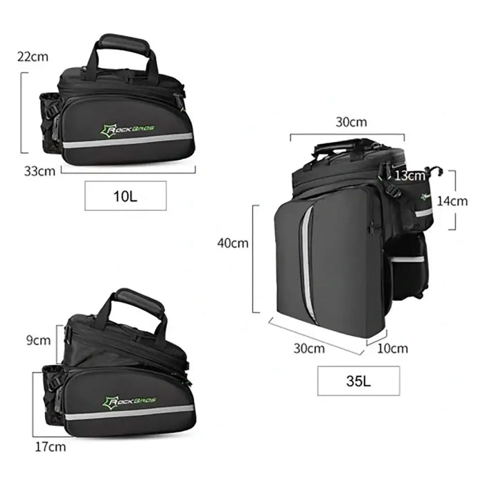 Rockbros A6-03BK bicycle bag for trunk 35 l with fold-out pockets - black - Sport products<<<HurtelXML