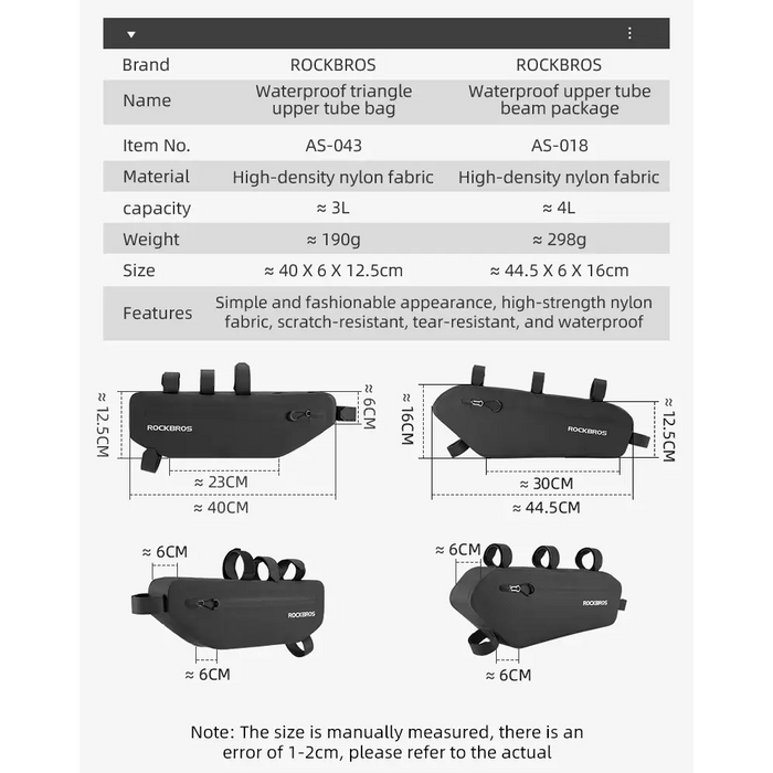 Rockbros AS-043 bicycle bag with Velcro 3l - black - Sport products<<<HurtelXML&&&Bags and panniersSIR-TOR<<<Bicycles