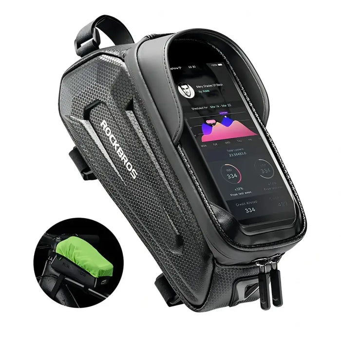 Rockbros B68 bicycle bag for armored frame with phone pocket and cover 1.7l - black - Sport products<<<HurtelXML&&&Bags