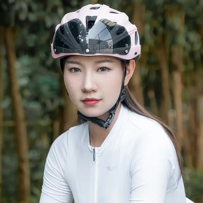 Rockbros Bike Helmet with Visor Detachable UV Goggles Detachable Visor Unisex - Pink - Sport products<<<HurtelXML