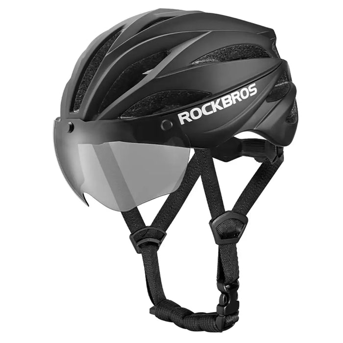 Rockbros Bike Helmet with Visor Detachable UV Protective Goggles Unisex - Black/Brown - Sport products<<<HurtelXML