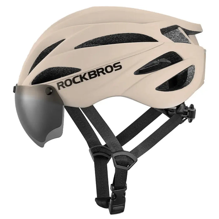 Rockbros Bike Helmet with Visor Detachable UV Protective Goggles Unisex - Brown - Sport products<<<HurtelXML