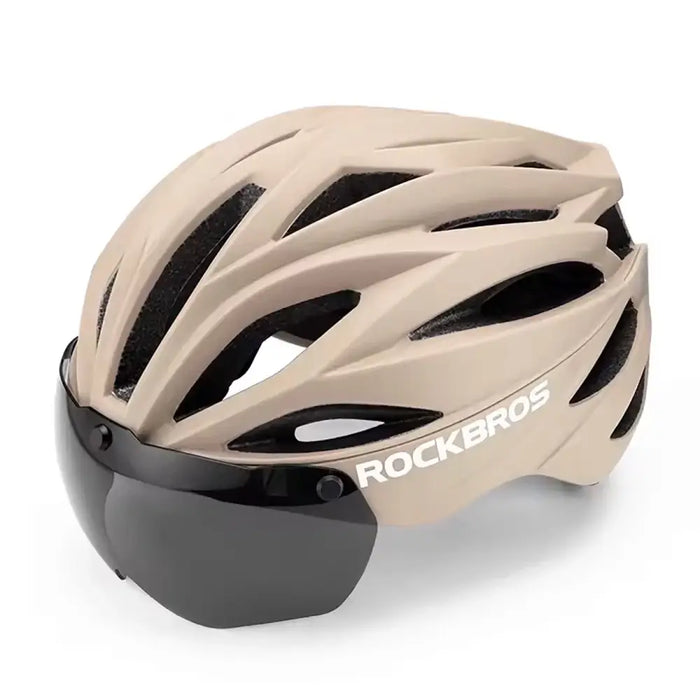 Rockbros Bike Helmet with Visor Detachable UV Protective Goggles Unisex - Brown - Sport products<<<HurtelXML