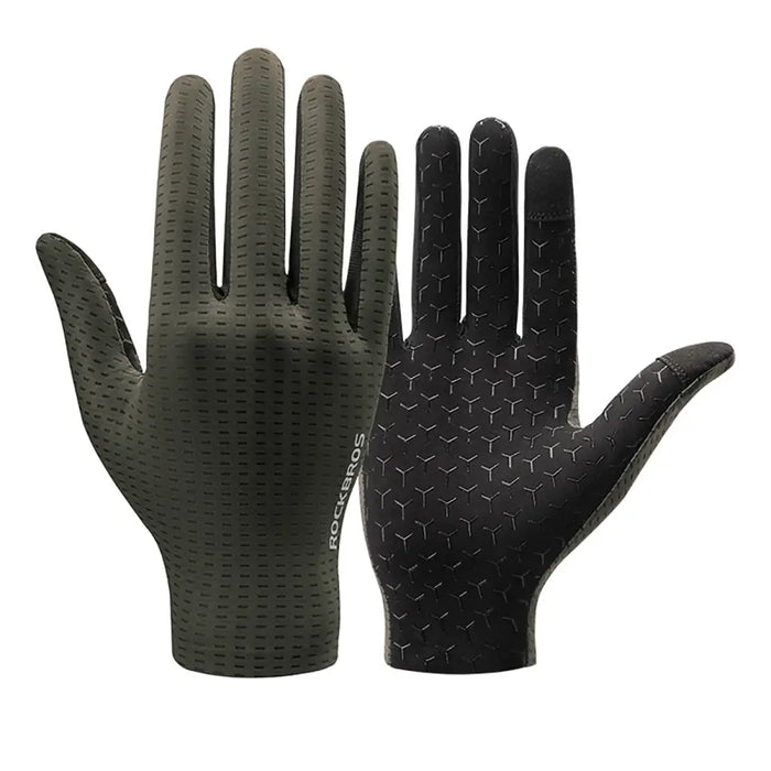 Rockbros Breathable Full Finger Cycling Gloves Size: M - Green - Cycling gloves<<<HurtelXML