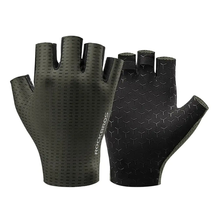 Rockbros Breathable Short Finger Cycling Gloves Size: M - Green - Cycling gloves<<<HurtelXML