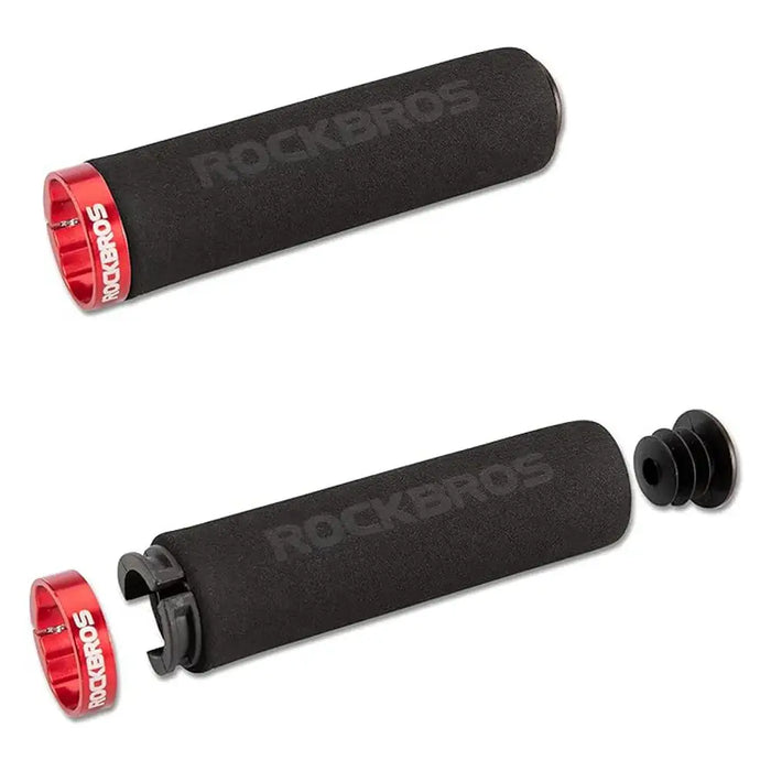 Rockbros BT1001BKRD sponge bicycle handlebar grips - black and red - Sport