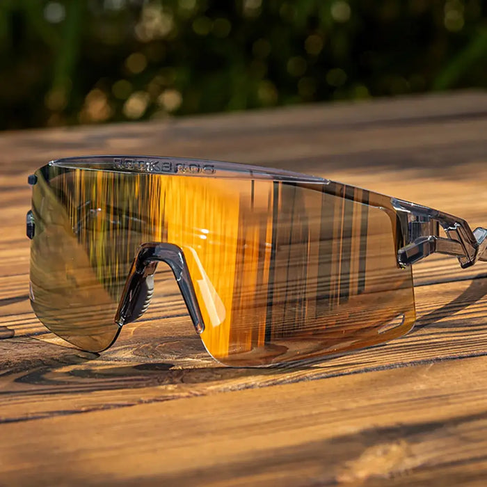 Rockbros Cycling Glasses Photochromic with UV Protection and Corrective Insert - Transparent Black - Sport