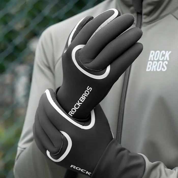Rockbros Full Waterproof Cycling Gloves Size: L/XL - Black - Cycling gloves<<<HurtelXML
