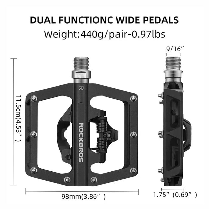 Rockbros PD15-BK Aluminum Alloy Bicycle Pedal Set - Black - Sport products<<<HurtelXML