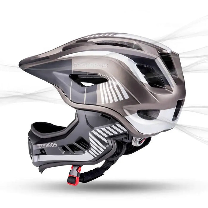 Rockbros TT-32SBTG-M children’s bicycle helmet with removable chinbar size M - gray - Sport products<<<HurtelXML