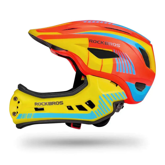 Rockbros TT-32SOYB-S children’s bicycle helmet with detachable chinbar size S - yellow-orange - Sport
