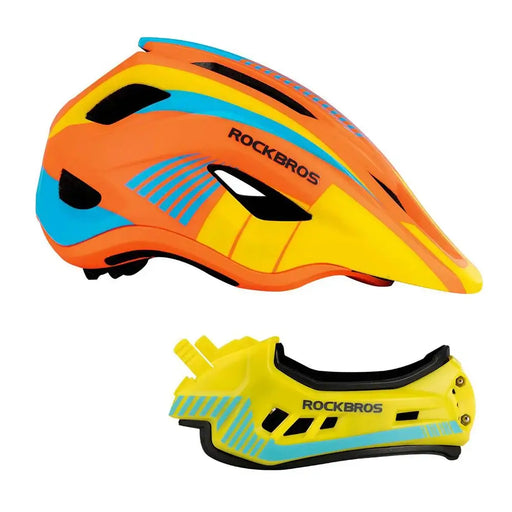 Rockbros TT-32SOYB-S children’s bicycle helmet with detachable chinbar size S - yellow-orange - Sport