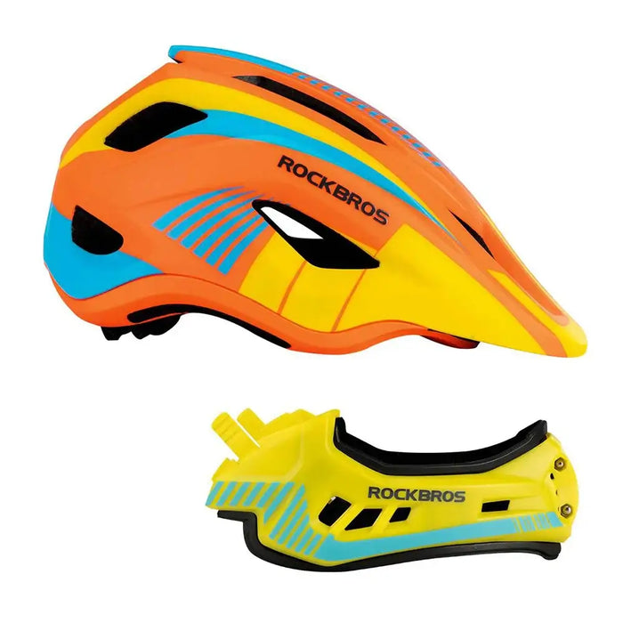 Rockbros TT-32SOYB-S children’s bicycle helmet with detachable chinbar size S - yellow-orange - Sport