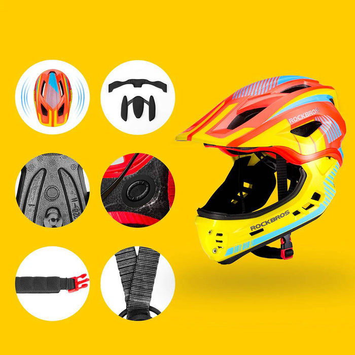 Rockbros TT-32SOYB-S Children's Bike Helmet with Detachable Chin Size S - Yellow-Orange