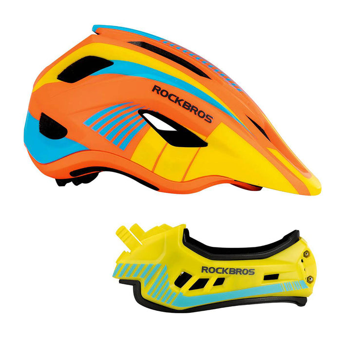 Rockbros TT-32SOYB-S Children's Bike Helmet with Detachable Chin Size S - Yellow-Orange