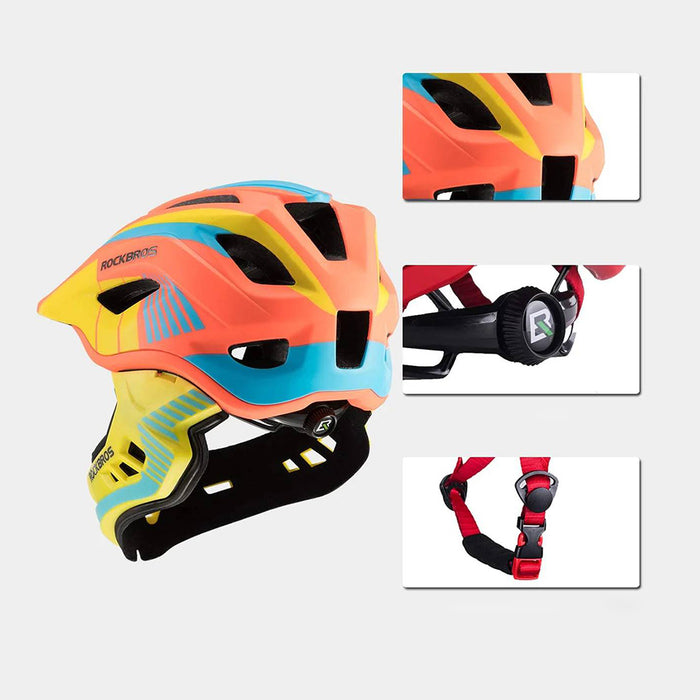Rockbros TT-32SOYB-S Children's Bike Helmet with Detachable Chin Size S - Yellow-Orange