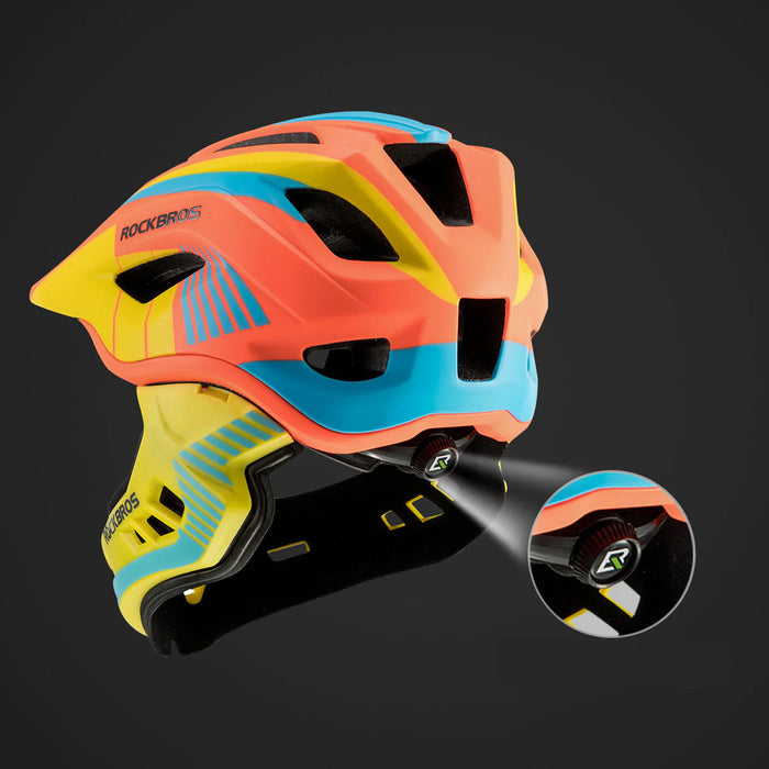 Rockbros TT-32SOYB-S Children's Bike Helmet with Detachable Chin Size S - Yellow-Orange