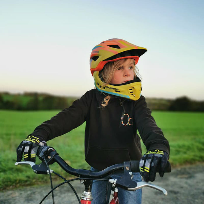 Rockbros TT-32SOYB-S Children's Bike Helmet with Detachable Chin Size S - Yellow-Orange