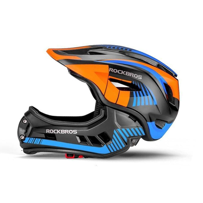 Rockbros TT-32SOBL-S Children's Bike Helmet with Detachable Chin Size S - Black and Orange
