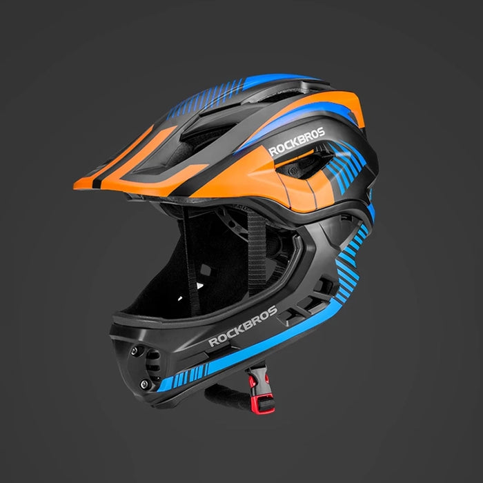 Rockbros TT-32SOBL-S Children's Bike Helmet with Detachable Chin Size S - Black and Orange