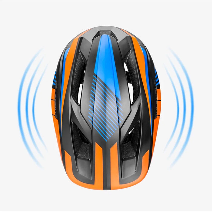 Rockbros TT-32SOBL-S children's bicycle helmet with removable chinbar, size S - black and orange