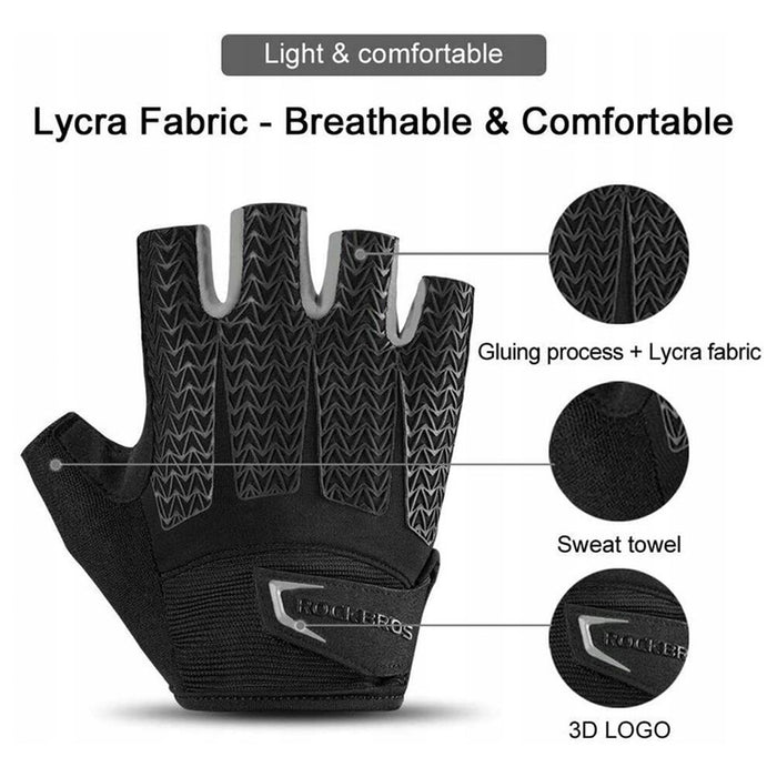 Rockbros S169BGR L cycling gloves with gel inserts - gray