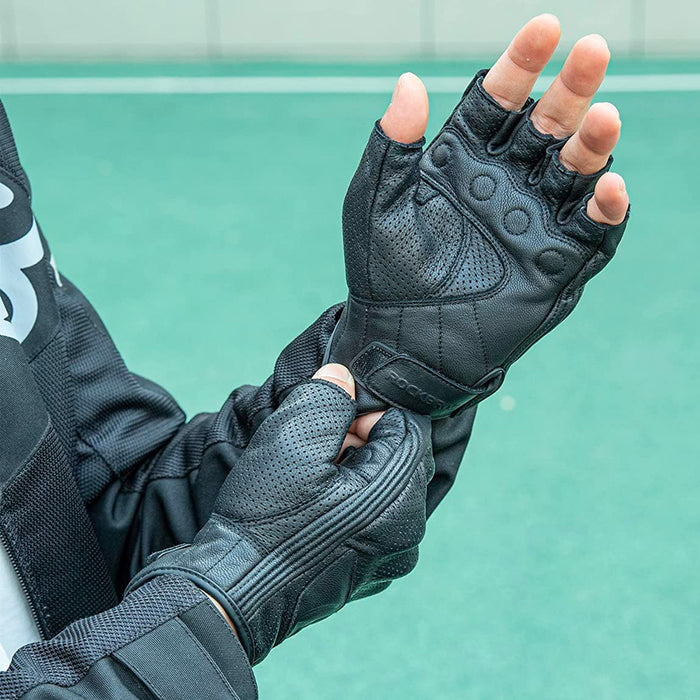 Rockbros 16220006004 XL leather motorcycle gloves - black