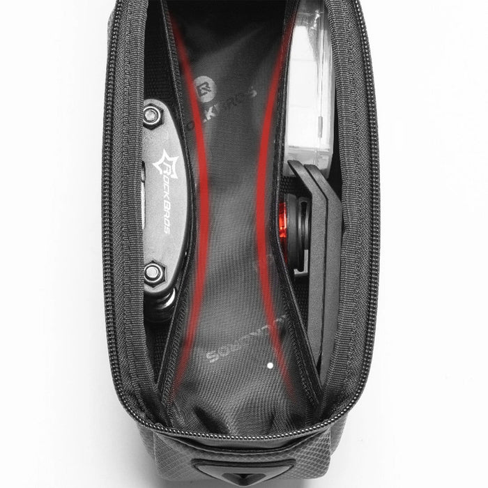 Rockbros B68-1 frame-mounted bicycle bag with phone pocket, 1.7l, black