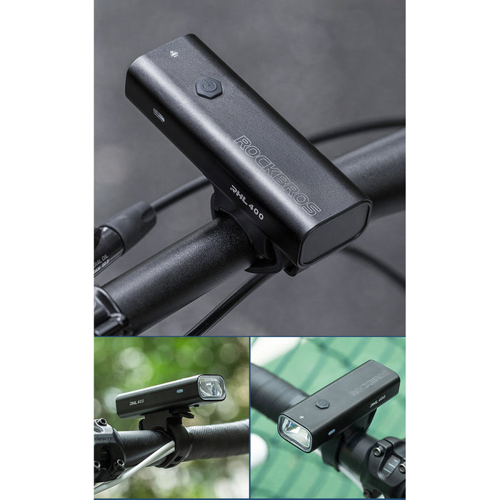 Rockbros 24310006001 Front Bike Light 400 lm + Micro USB Cable - USB-A - Black